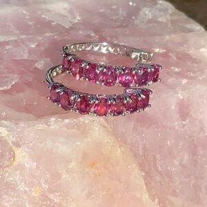 RHODOLITE 925 STERLING SILVER HUGGIE HOOP EARRINGS